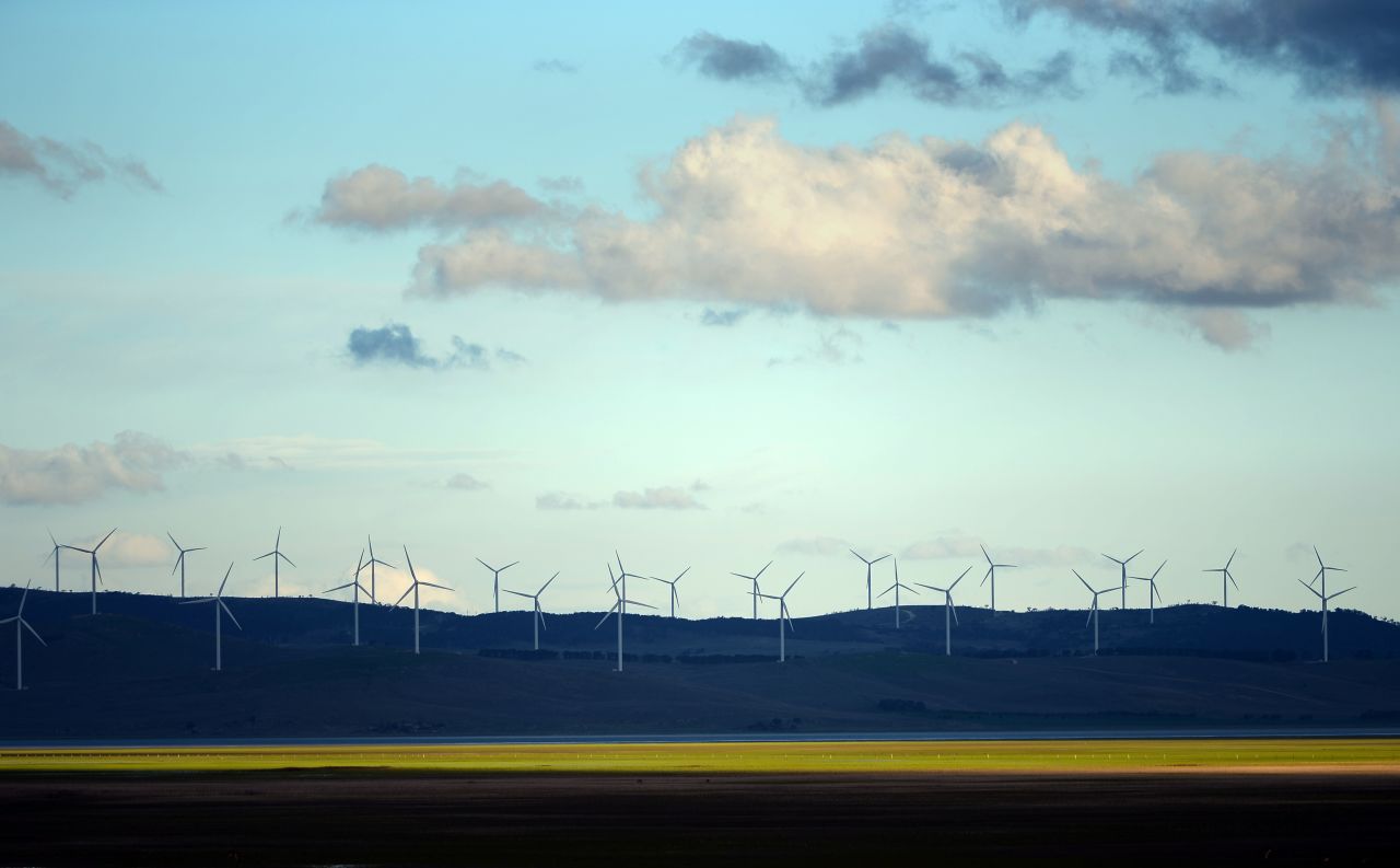 Wind turbines spin on the outskirts of Canberra, Australia, on September 18.