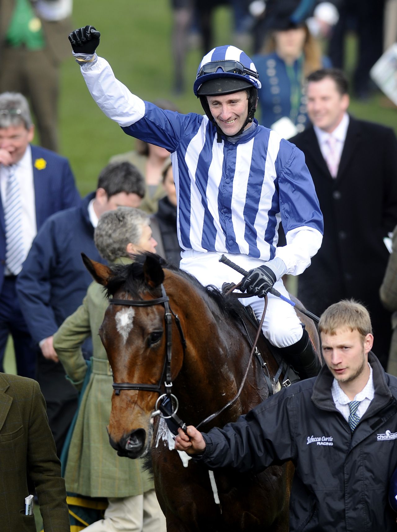 McNamara, 37, was reportedly one month away from retiring at the time of his fall at the Cheltenham Festival. Pictured here as a winner at the same track a year earlier, the Irishman is credited as being one of the finest amateur jockeys in British racing history.