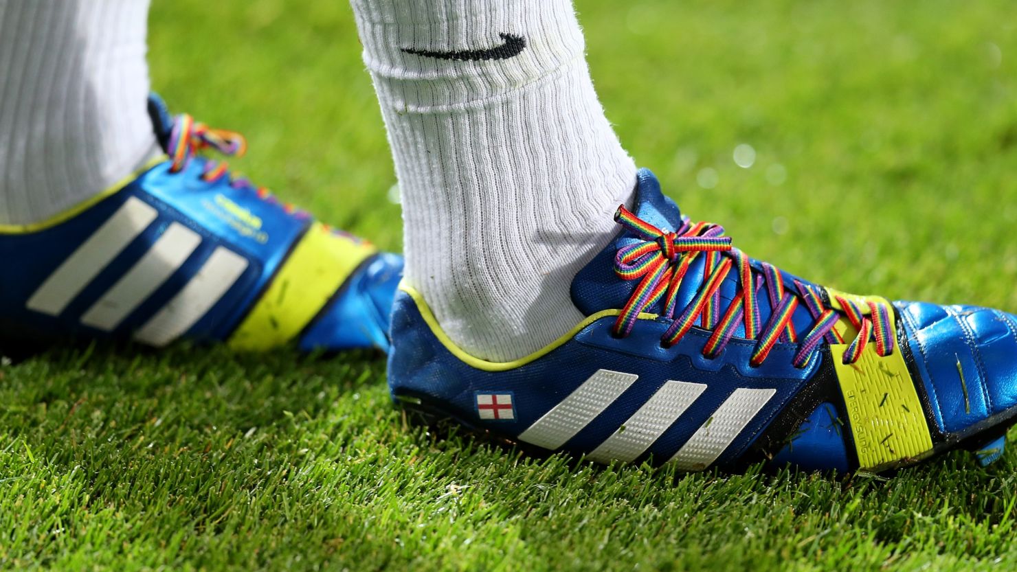 Queens Park Rangers midfielder Joey Barton was the first player to wear the rainbow laces.