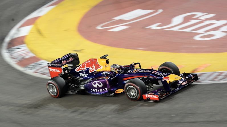 The Red Bull driver won at the Marina Bay street circuit for the third year in a row, triumphing by more than half a minute despite his progress being slowed by the safety car halfway through the race.