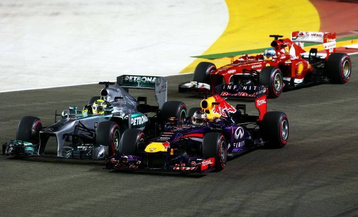 Vettel started from pole position and briefly surrendered the lead to Mercedes' Nico Rosberg at the beginning of the race, but was untroubled after that.