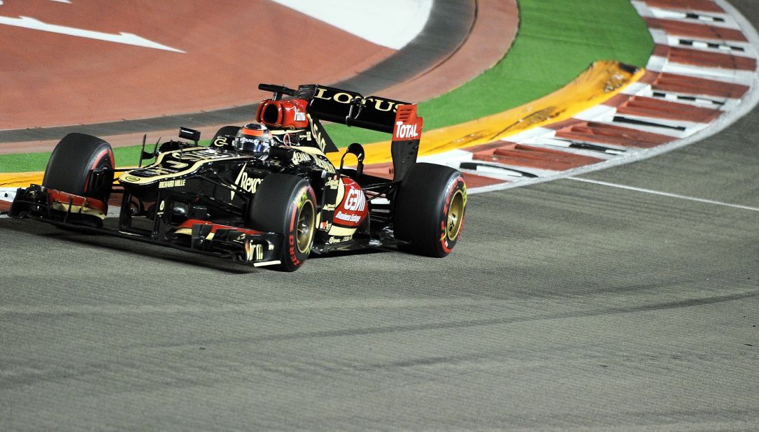 Like Alonso, Kimi Raikkonen battled his way up from down the grid to take third place for Lotus, despite being troubled by back problems in Saturday's qualifying. 