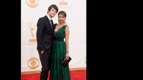 Matt Prokop, left, and Sarah Hyland at the 2013 Emmys.