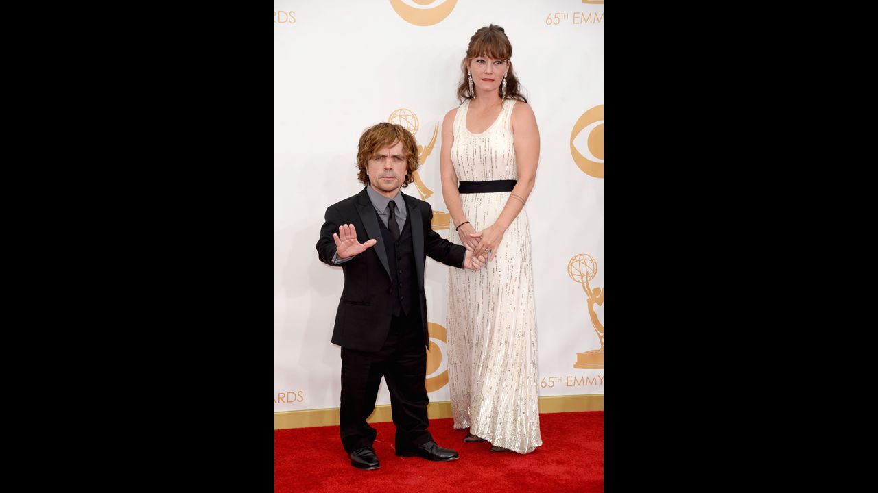"Game of Thrones" star Peter Dinklage with his wife, Erica Schmidt. He received a nod as outstanding supporting actor in a drama series.