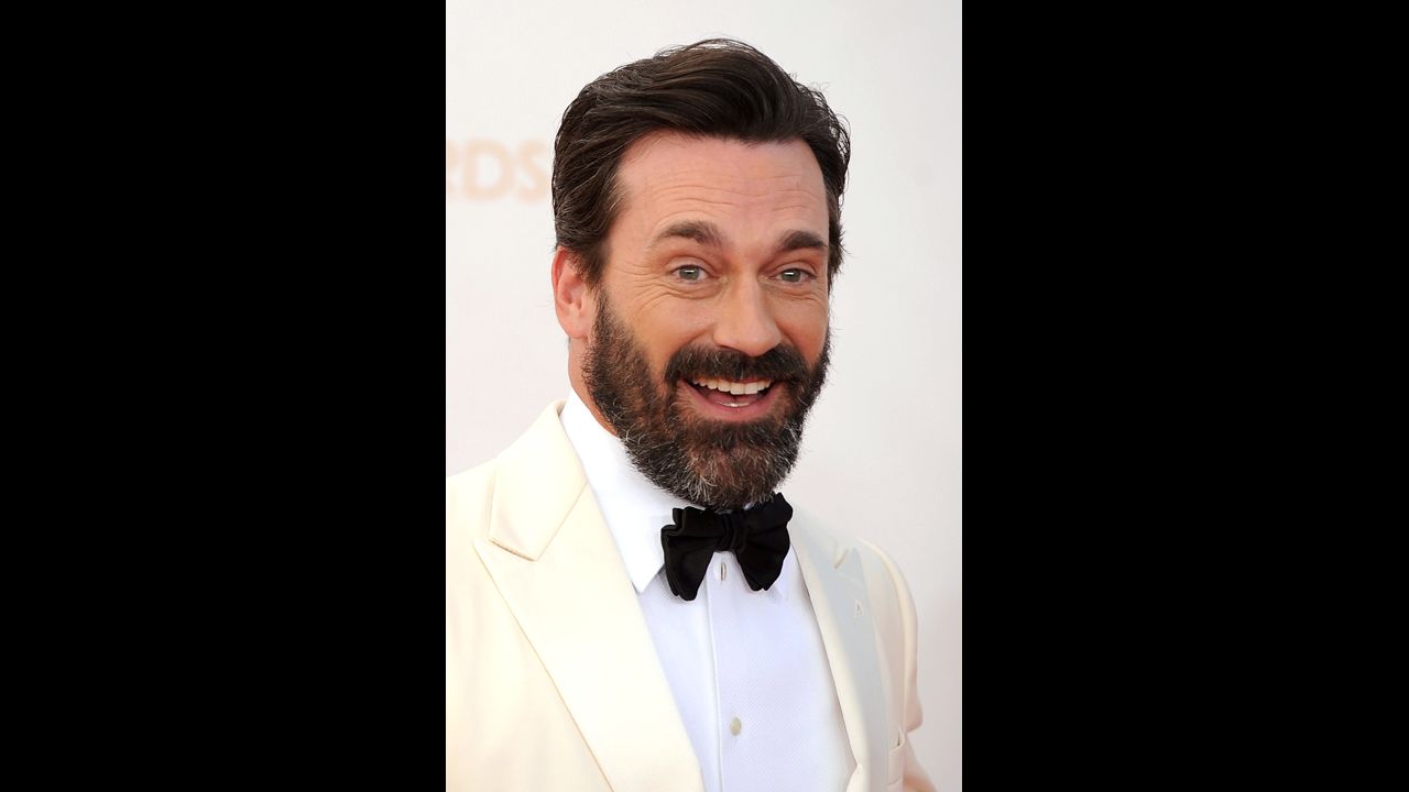 The newly bearded "Mad Men" star Jon Hamm was one of the evening's presenters.