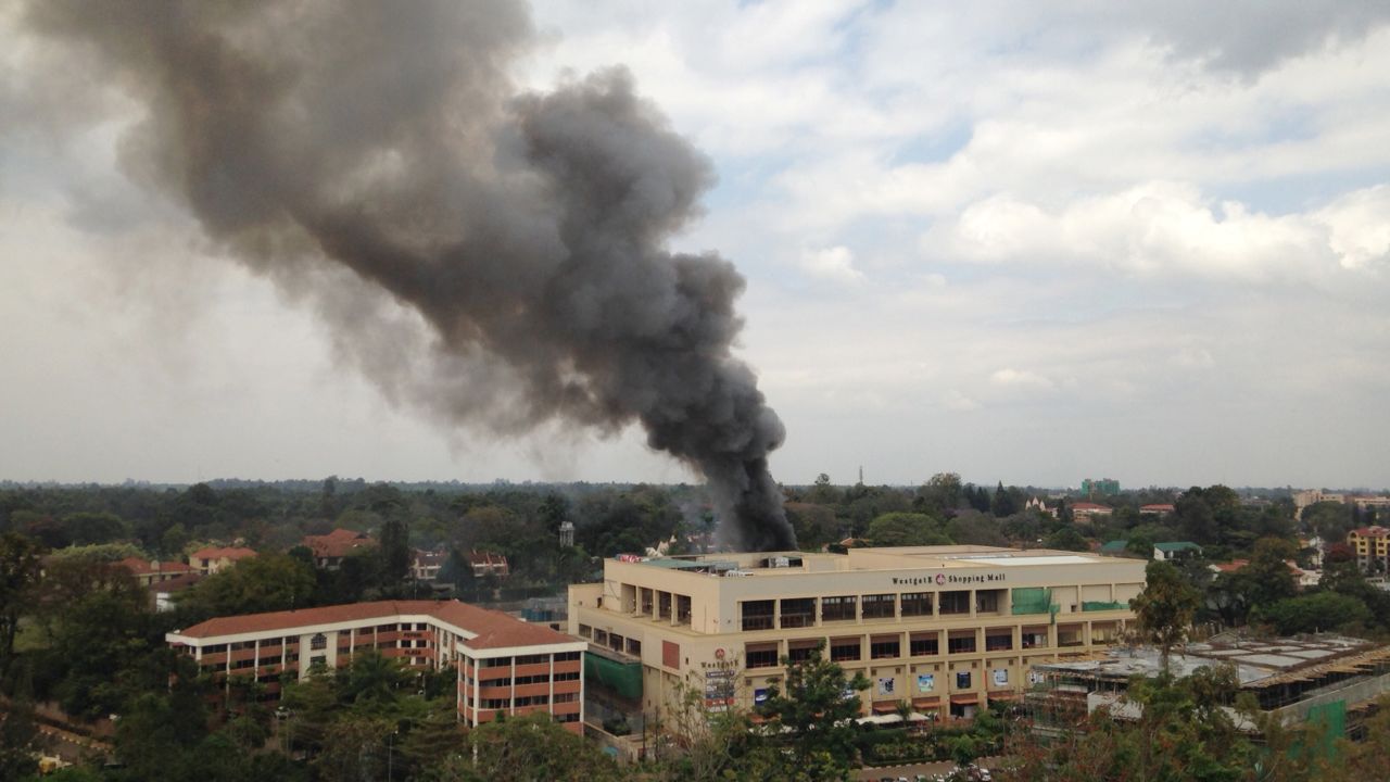 Heavy smoke rises from the Westgate Shopping Mall on September 23.