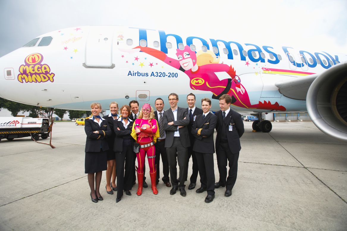 Warming to the theme, in 2009 Thomas Cook's Belgian branch unveiled its Mega Mindy livery -- inspired by a popular children's cartoon character created by the animation company Studio 100. The livery was created to advertise Studio 100's theme parks in Belgium and Germany. 
