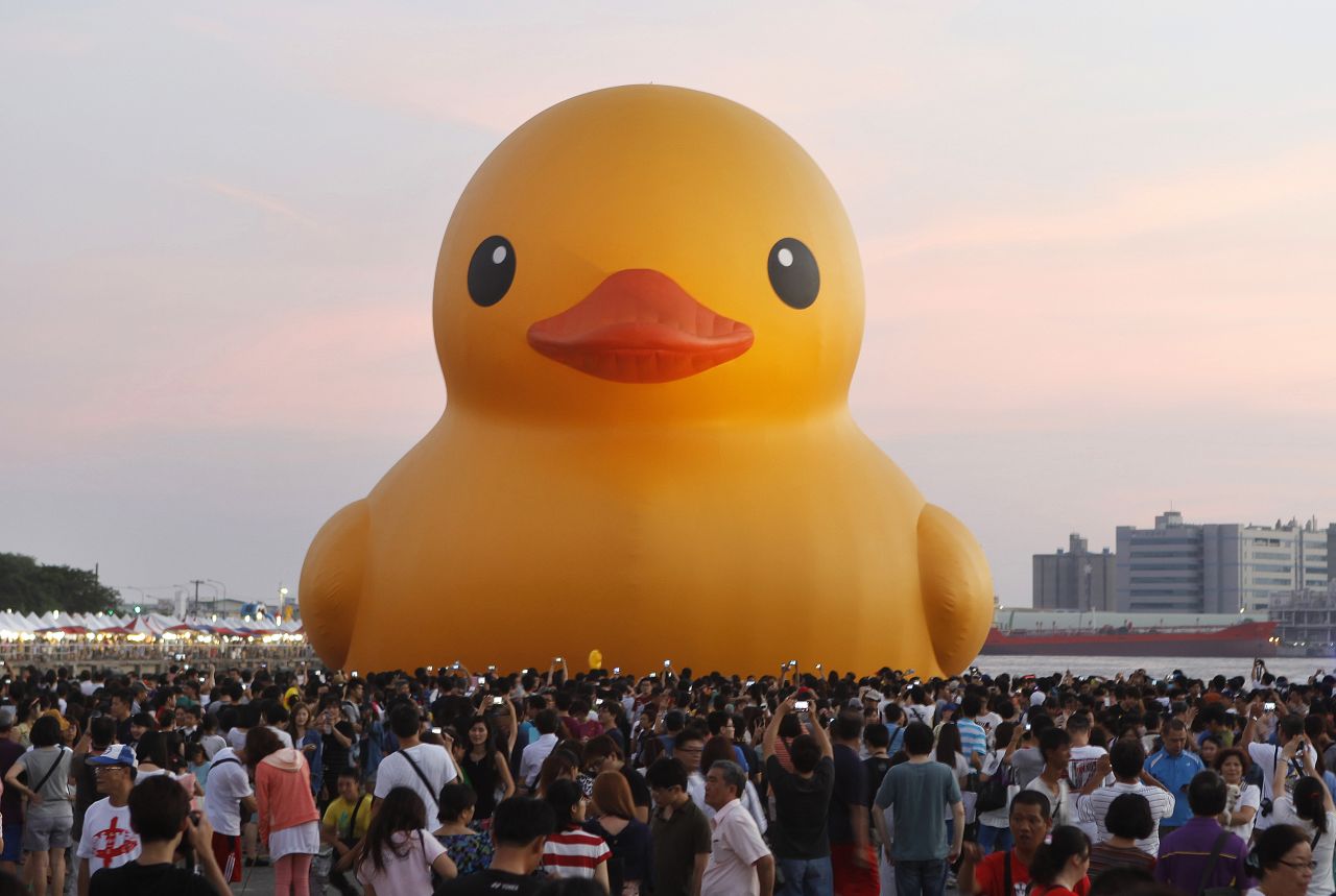 More than a million people around the world have visited this towering photogenic duck. An estimate of <a href="http://edition.cnn.com/2013/09/24/travel/rubber-duck-taiwan/index.html?iref=allsearch">500,000 spectators</a> came out to see Rubber Duck in Kaohsiung, Taiwan despite the threat of an approaching typhoon.