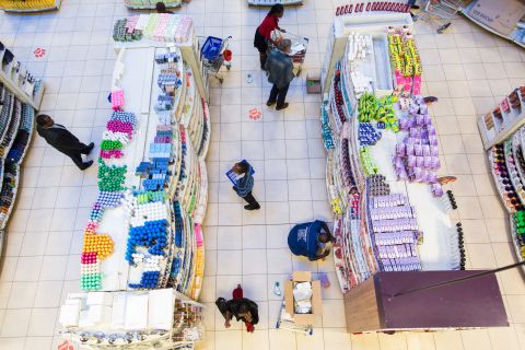 Shoppers browse goods for sale in the toiletries section of Nakumatt.