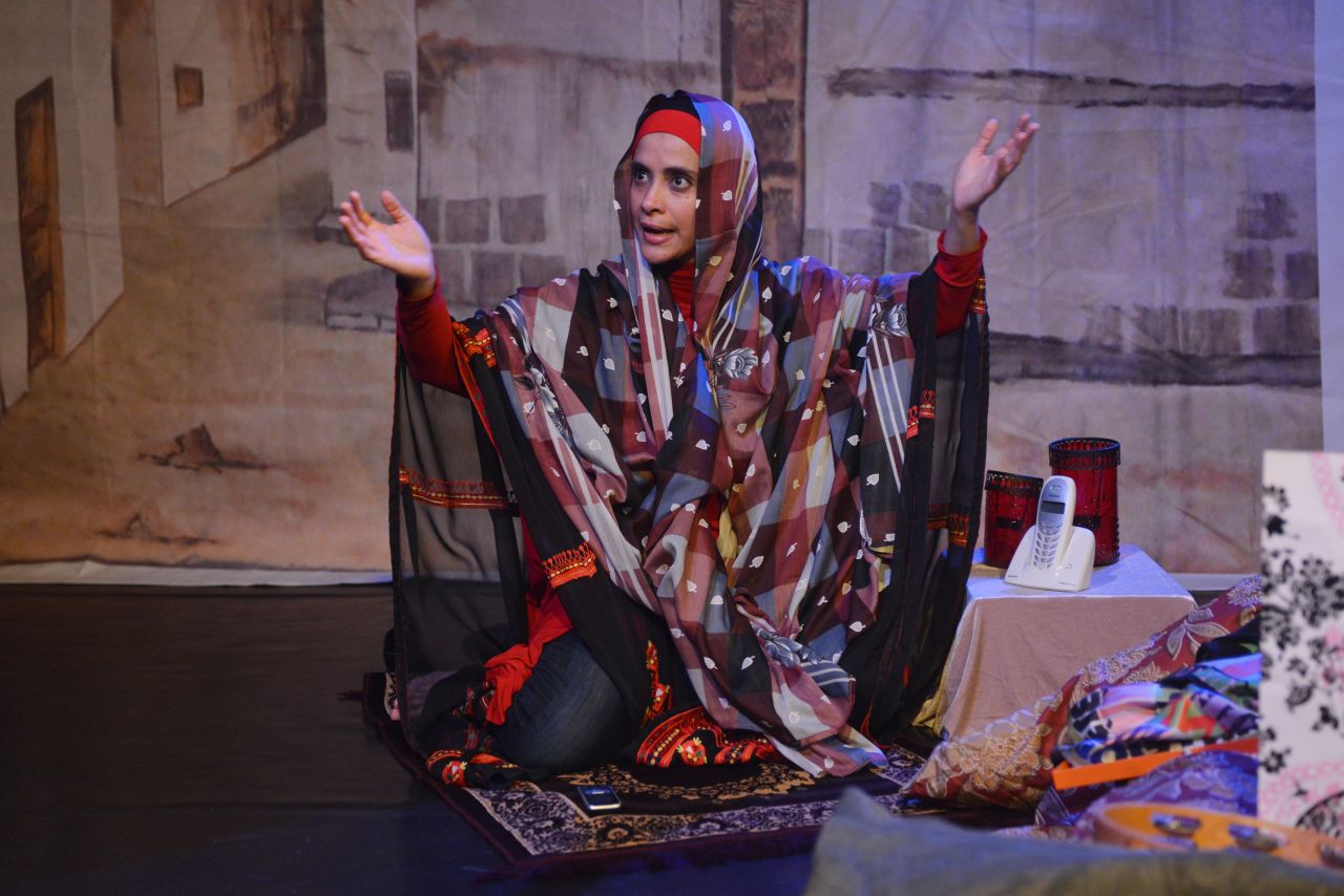 Her one-woman show, "Head Over Heels in Saudi Arabia," explores the love lives of various local women. In a nation where men can marry more than one wife, one character must grapple with the prospect of her husband taking another spouse.