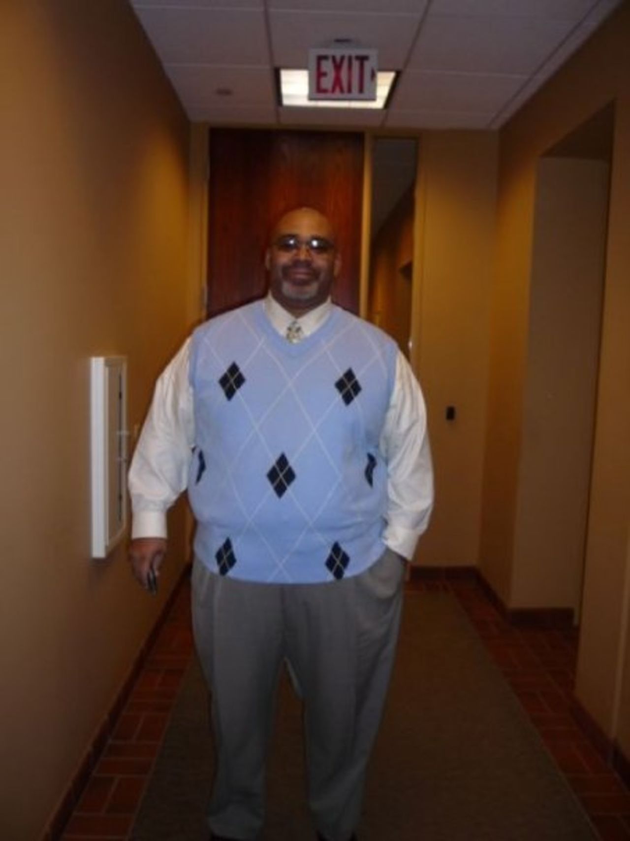Trotter had a goal of losing 8 to 10 pounds per month. He lost about 25 pounds by March 2010. Here, he was a little over 350 pounds. 