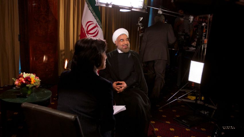 CNN's Christiane Amanpour interviews Iranian President Hassan Rouhani in New York on September 24, 2013.