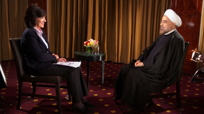 CNN's Christiane Amanpour interviews Iranian President Hassan Rouhani in New York on September 24, 2013.