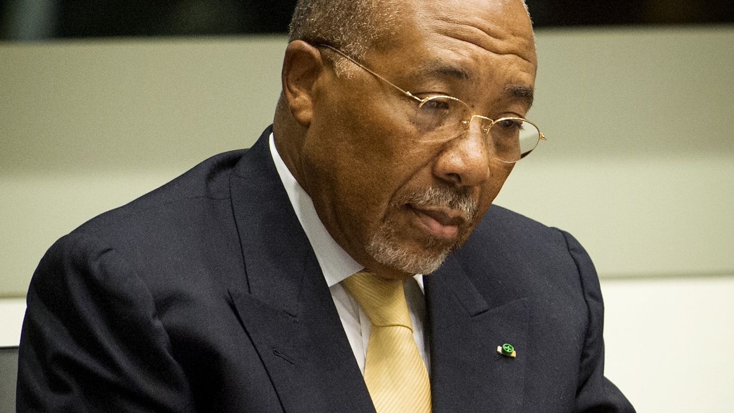 Former Liberian President Charles Taylor waits at the Special Court for Sierra Leone in The Hague on Thursday.