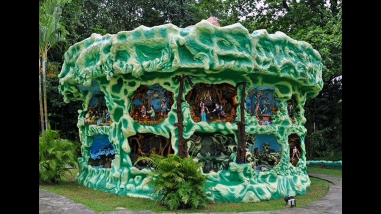 El microcosmos de Haw Par. Además de las famosas salas del infierno, en Haw Park hay dioramas menos brutales basados en los mitos, el folklor y la vida diaria.
