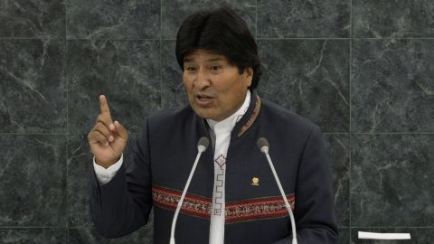  Bolivian President Evo Morales speaks at the 68th United Nations General Assembly on September 25, 2013 in New York City. 