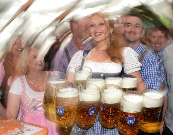 Yes, comely maids will look like that if you concentrate more on the quantity of your steins than the quality. The family-friendly Augustiner tent is often reckoned to serve the best beer/bier.