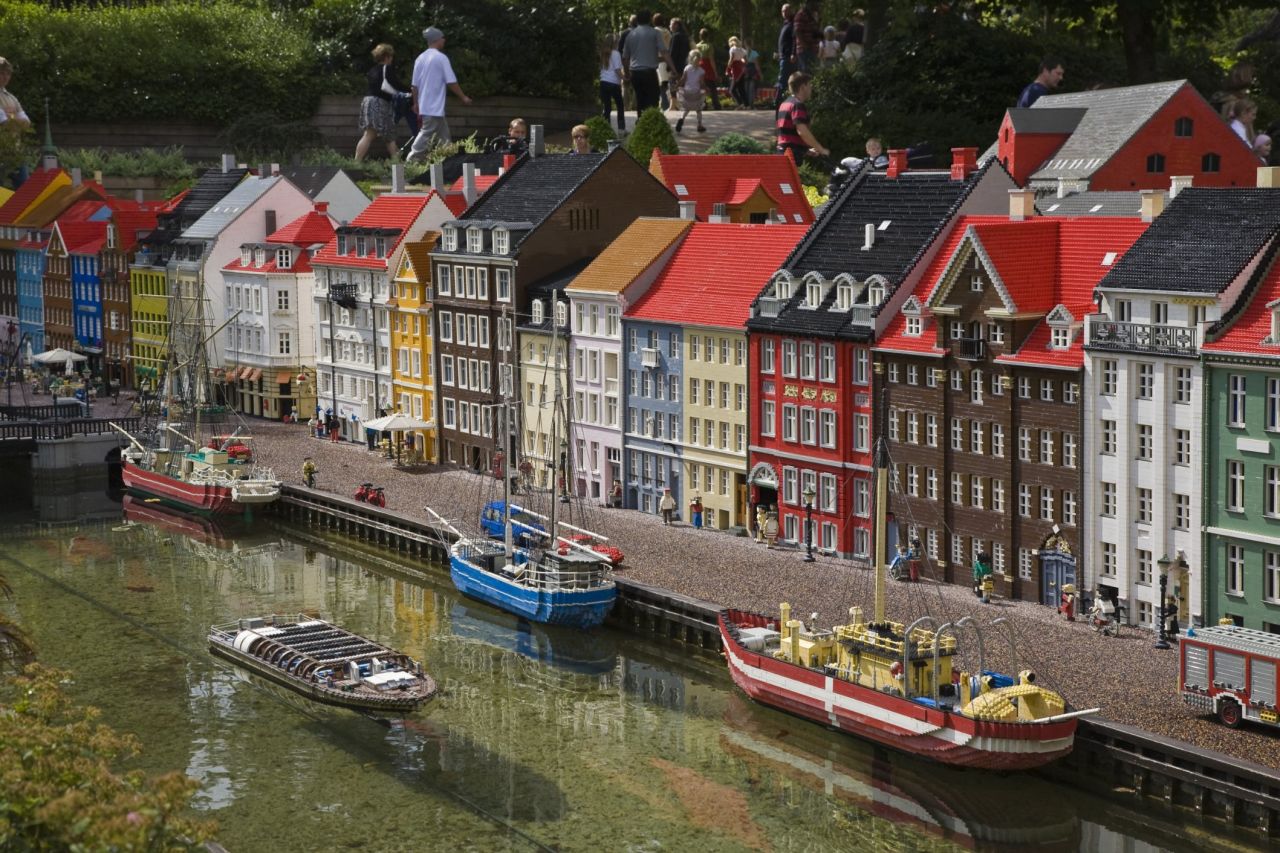 The Danes are brilliant at inventing things. The pedal bin? Danish -- dreamed up by Holger Nielsen for his wife's hairdressing salon. Pick one up in Copenhagen. And Lego. This scene seem familiar? It's Nyhavn again -- as rendered at Legoland Denmark.