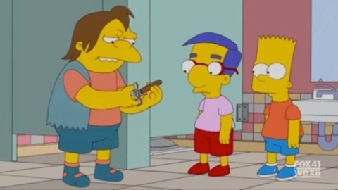 Nelson Muntz, left, of "The Simpsons" will take your lunch money and add insult to injury with his signature taunt: "Haaa-haaa!"