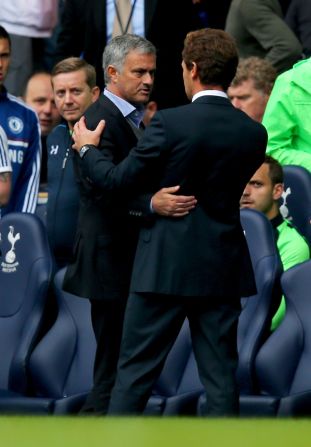 Mourinho and Villas-Boas embrace after the match at White Hart Lane. 