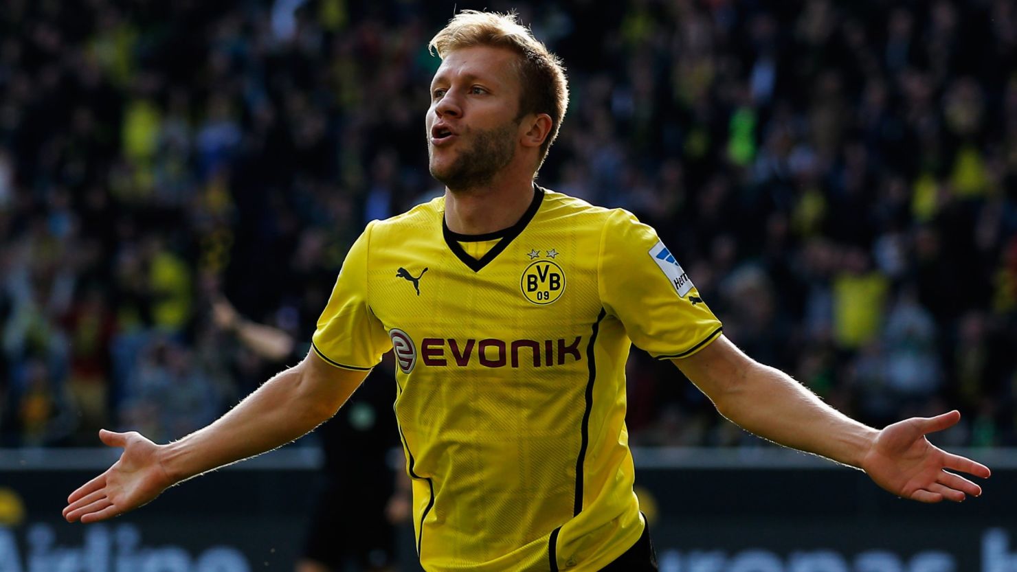 Jakub Blaszczykowski celebrates scoring Borussia Dortmund's fifth goal against Freiburg on Saturday. 