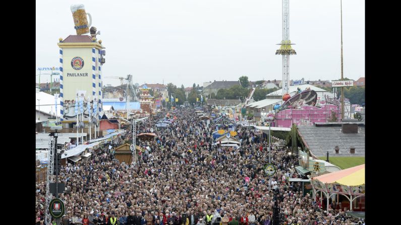 Spectators watch a concert at the festival on Sunday, September 29.