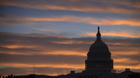The U.S. Capitol in Washington is seen at dawn on Monday as the country faces a. possible government shutdown at midnight.
