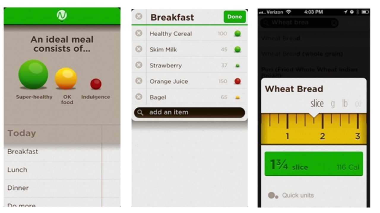 Noom Weight funciona como un semáforo: tiene una base de datos de alimentos que son poco saludables (rojo), y saludables (verde).