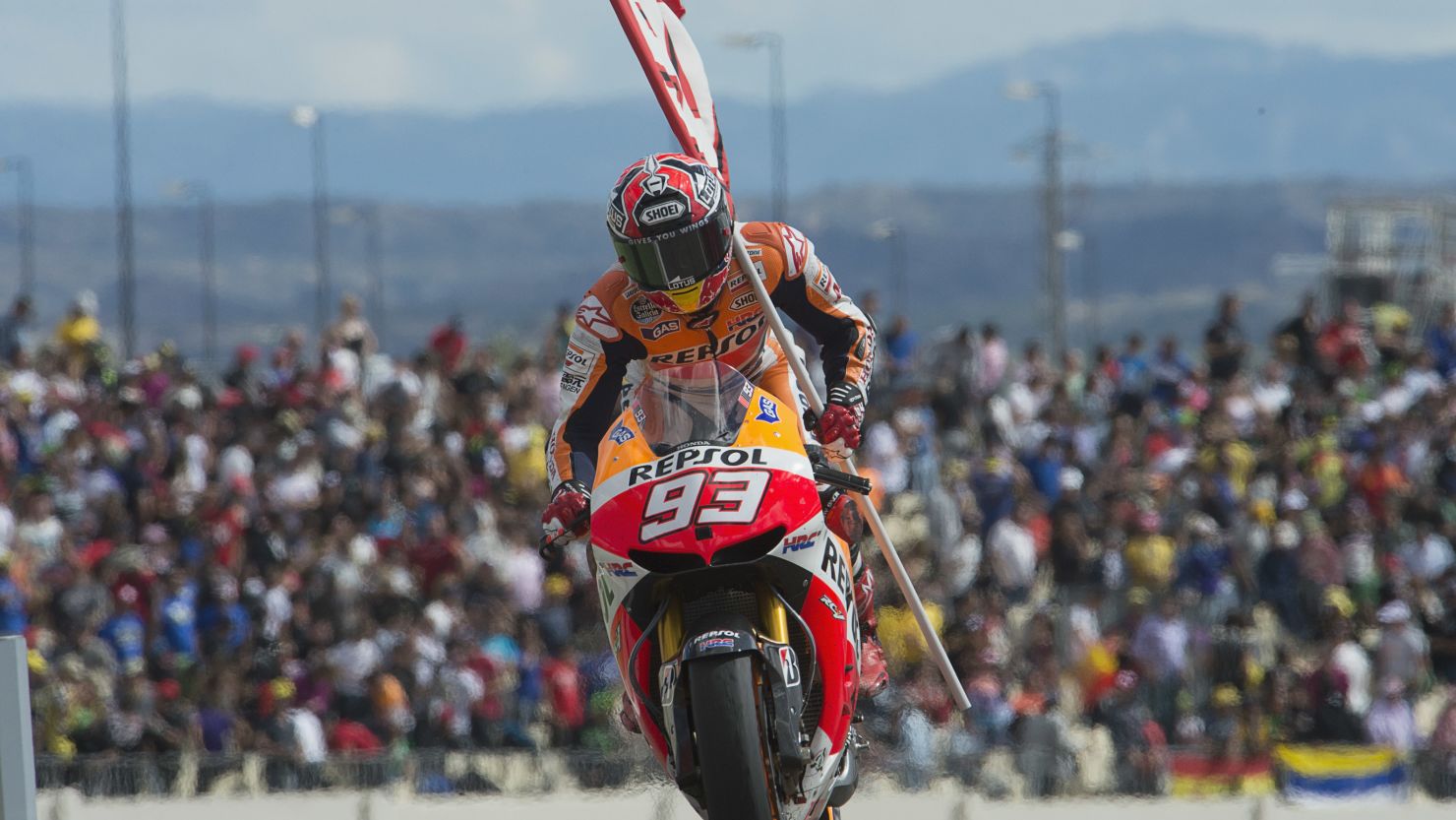 Marc Marquez coasted home at the Aragon Grand Prix in Spain after overtaking Jorge Lorenzo. 
