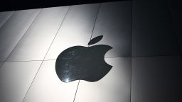 The Apple logo is displayed on the exterior of an Apple Store on April 23, 2013 in San Francisco, California.