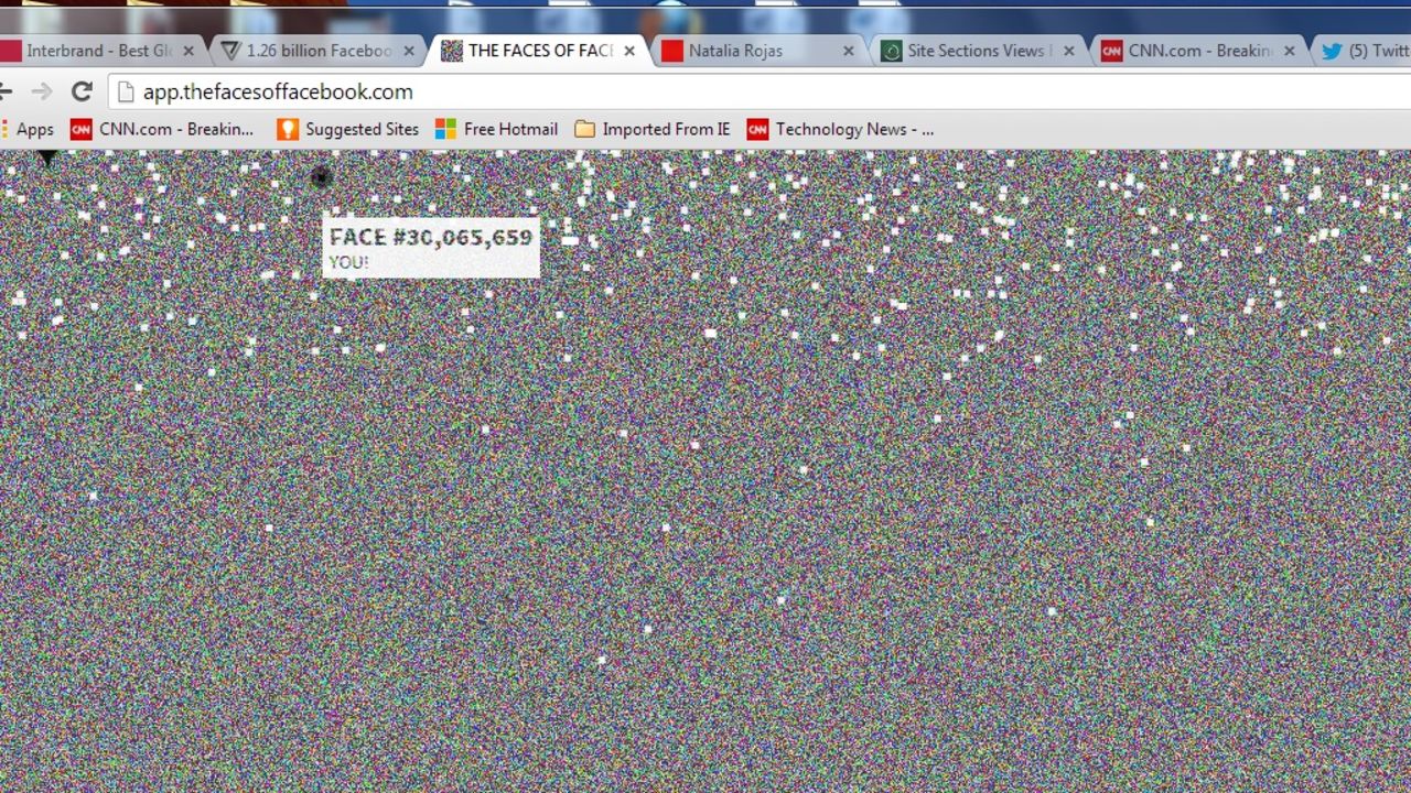 The site looks like colorful, pixelated white noise until you zoom in.