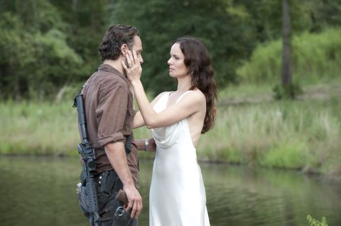 Rick Grimes (Andrew Lincoln) and Lori Grimes (Sarah Wayne Callies) didn't have a chance to live happily ever after on "The Walking Dead," as she died in childbirth. 
