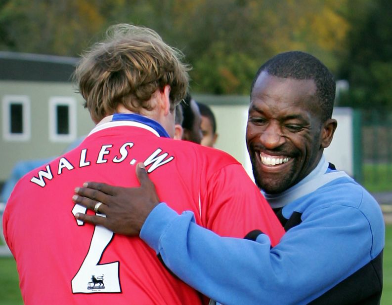 Although he supports Birmingham's Aston Villa, Prince William trained with London club Charlton in 2005. He got a hug from Chris Powell, a former member of England's national team and a Charlton legend. 