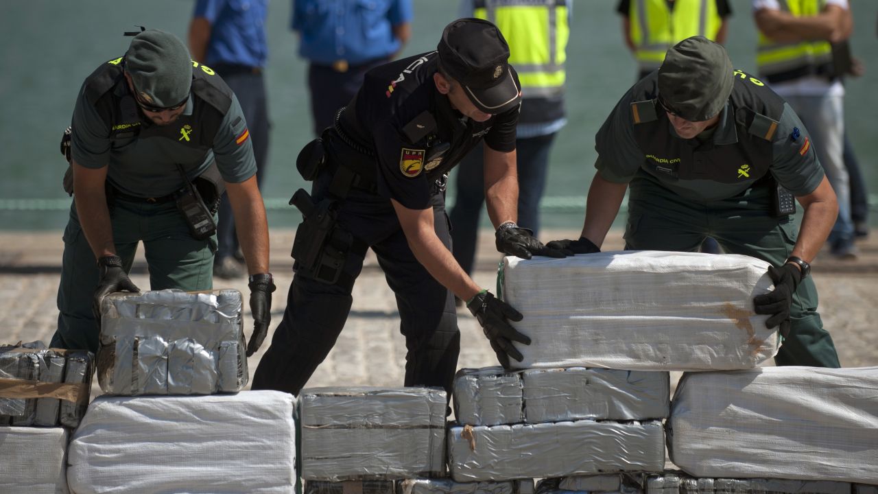 Packages of cocaine seized by police in Spain last month