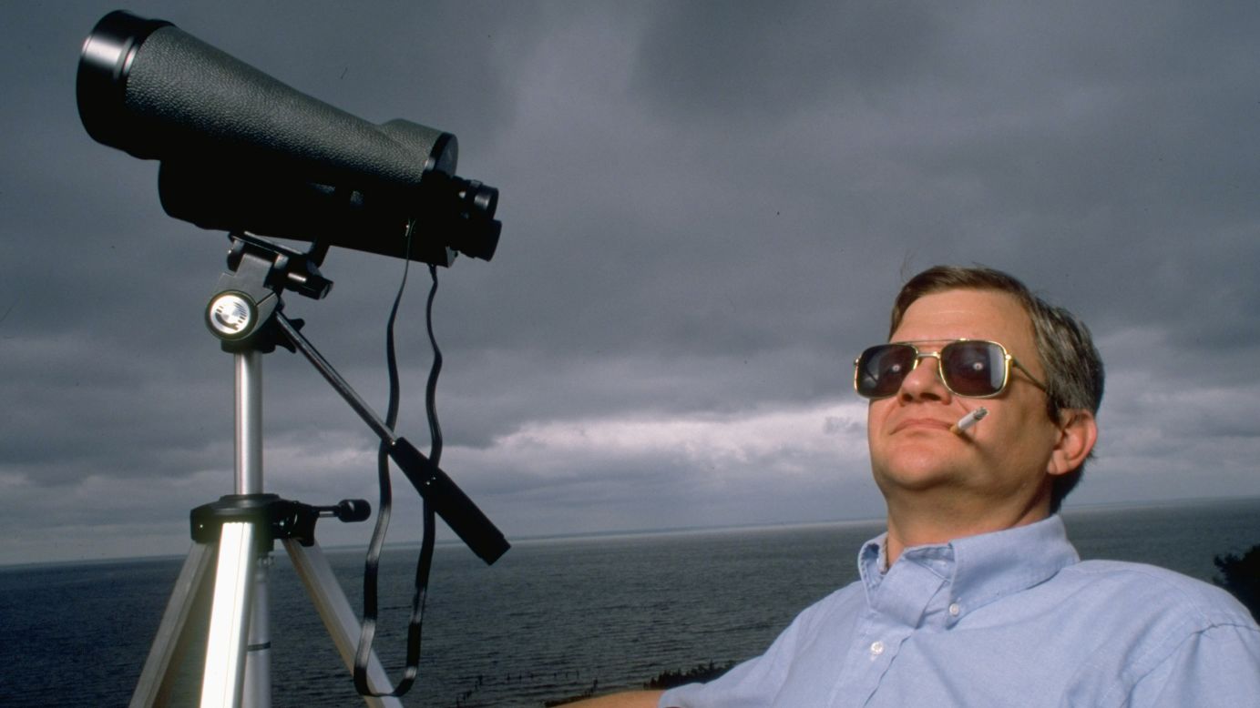 Clancy takes in the Chesapeake Bay in Huntington, Maryland, in 1989.