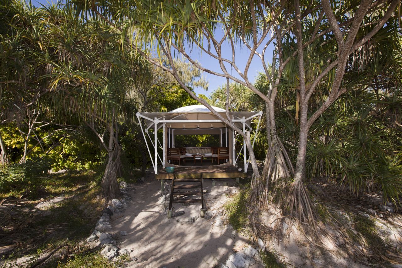 On Australia's Great Barrier Reef, Wilson Island offers an unusual experience. The tiny island, which must be rented in its entirety, has just six two-person tents, all of which come with private hammocks and raised timber floors.