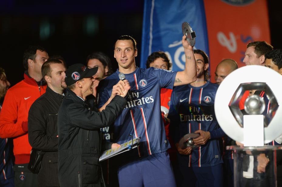 Ibrahimovic's first season in Paris ended in glory. The Swede scored 30 league goals as PSG stormed to the French First Division title.