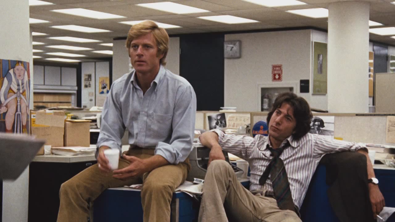 <strong> "All the President's Men" </strong>: Robert Redford portrays Bob Woodward and Dustin Hoffman Carl Bernstein in this 1976 film about the Washington Post journalists who investigated the Watergate scandal. <strong>(Amazon Prime) </strong>