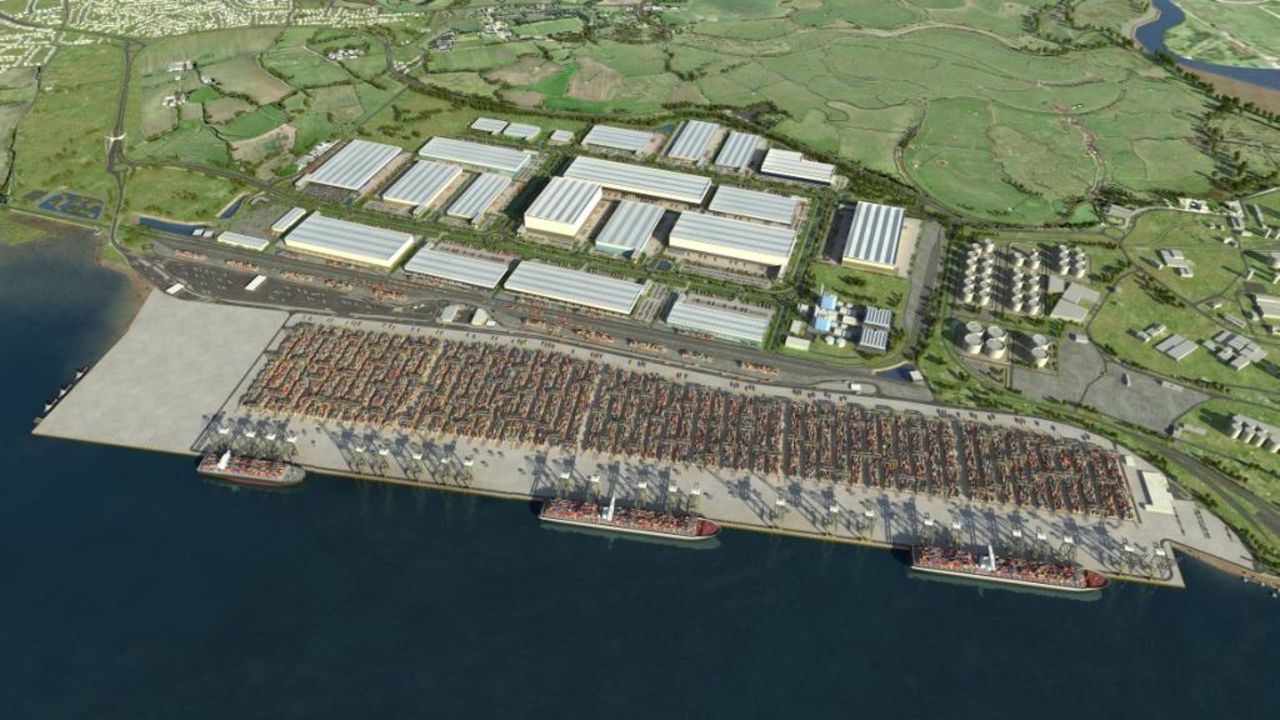 A CGI image of the London Gateway container port as it will look once finished. The port is scheduled to  welcome its first vessel in November.