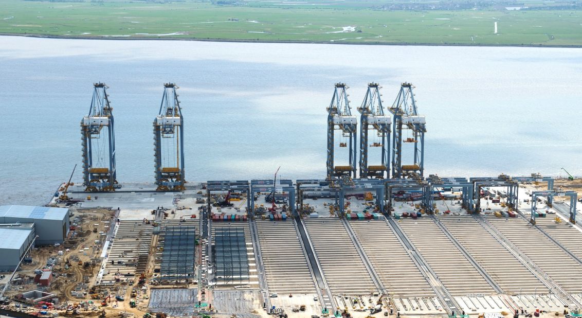 Construction work is carried out on the London Gateway.