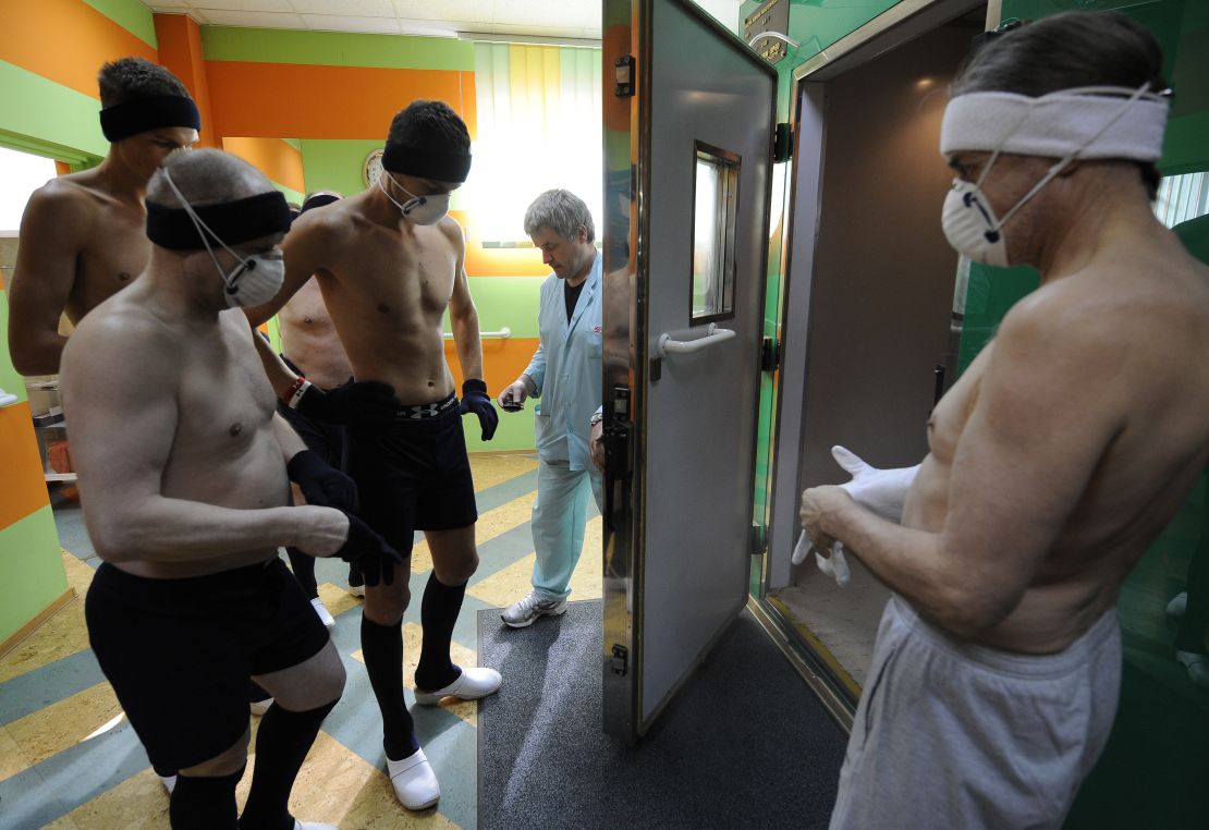 A cryotherapy chamber in the Olympic Sports Centre in Spala, near the Polish capital Warsaw