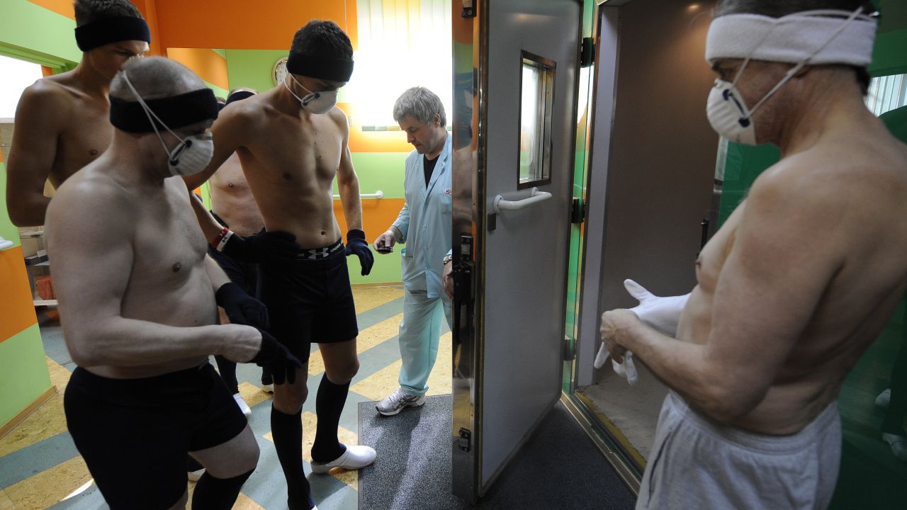 A cryotherapy chamber in the Olympic Sports Centre in Spala, near the Polish capital Warsaw