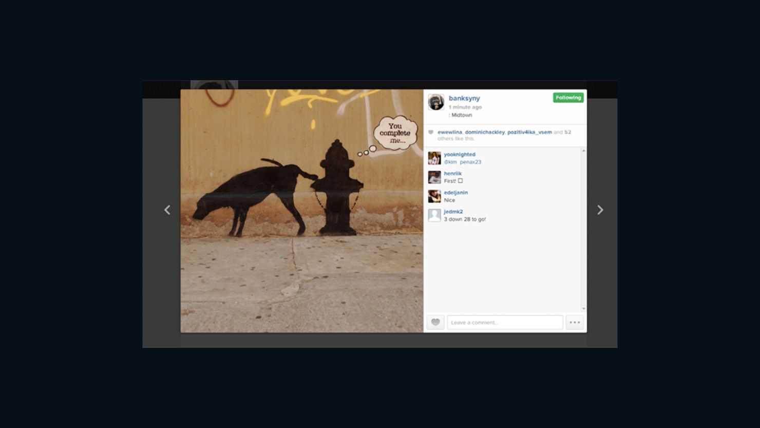 Banksy has been posting images of his New York works on his Instagram account.