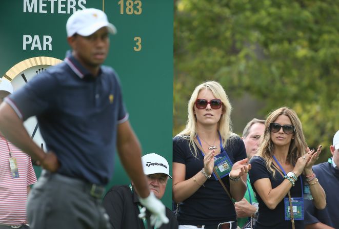 Woods' girlfriend, Lindsey Vonn, was by his side. The four-time World Cup overall skiing champion is recovering from a serious knee injury.