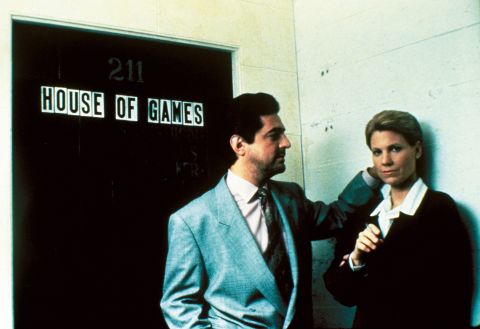 Psychiatrist Margaret Ford (Lindsay Crouse) gets sucked into an underworld of con men led by Mike (Joe Mantegna) in<strong> </strong>"House of Games" (1987). She thinks she's studying them, but as the old poker-table saying goes, if you don't know who the sucker is, you're the sucker. David Mamet, then Crouse's husband, wrote and directed.