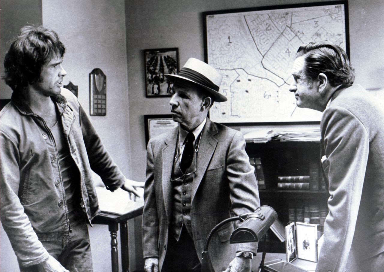 "The Parallax View" (1974) neatly captured the paranoia of Watergate-era America. In the film, a reporter (Warren Beatty, left, with Hume Cronyn, center) turns up an assassination conspiracy, but instead of revealing it to the world, he ends up the target.