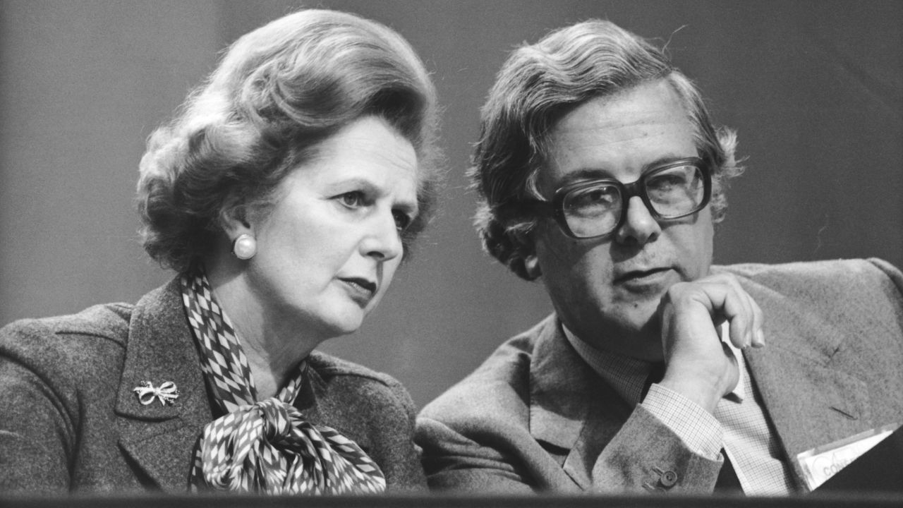 Former British Prime Minister Margaret Thatcher and Geoffrey Howe