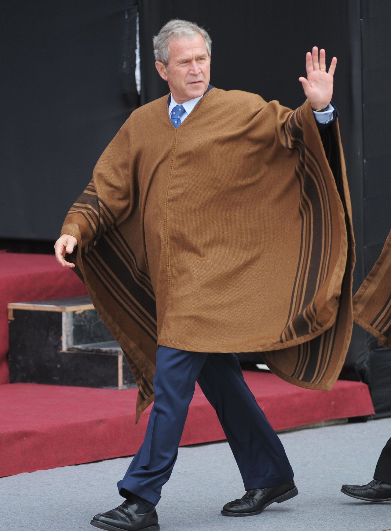 Say what you want, the man knew his way around a poncho. The Andean body drapes at APEC 2008 in Lima, Peru, were made from <a href="http://cnsnews.com/news/article/apec-leaders-don-andean-ponchos-group-photo" target="_blank" target="_blank">baby alpaca shearings</a>.