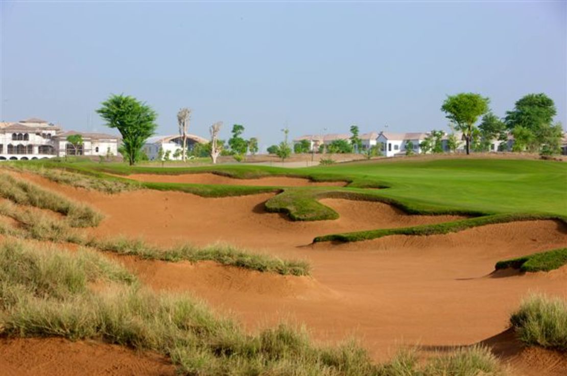 Bunkers: A useful reminder of the desert on a Dubai golf course that otherwise looks like the USA.