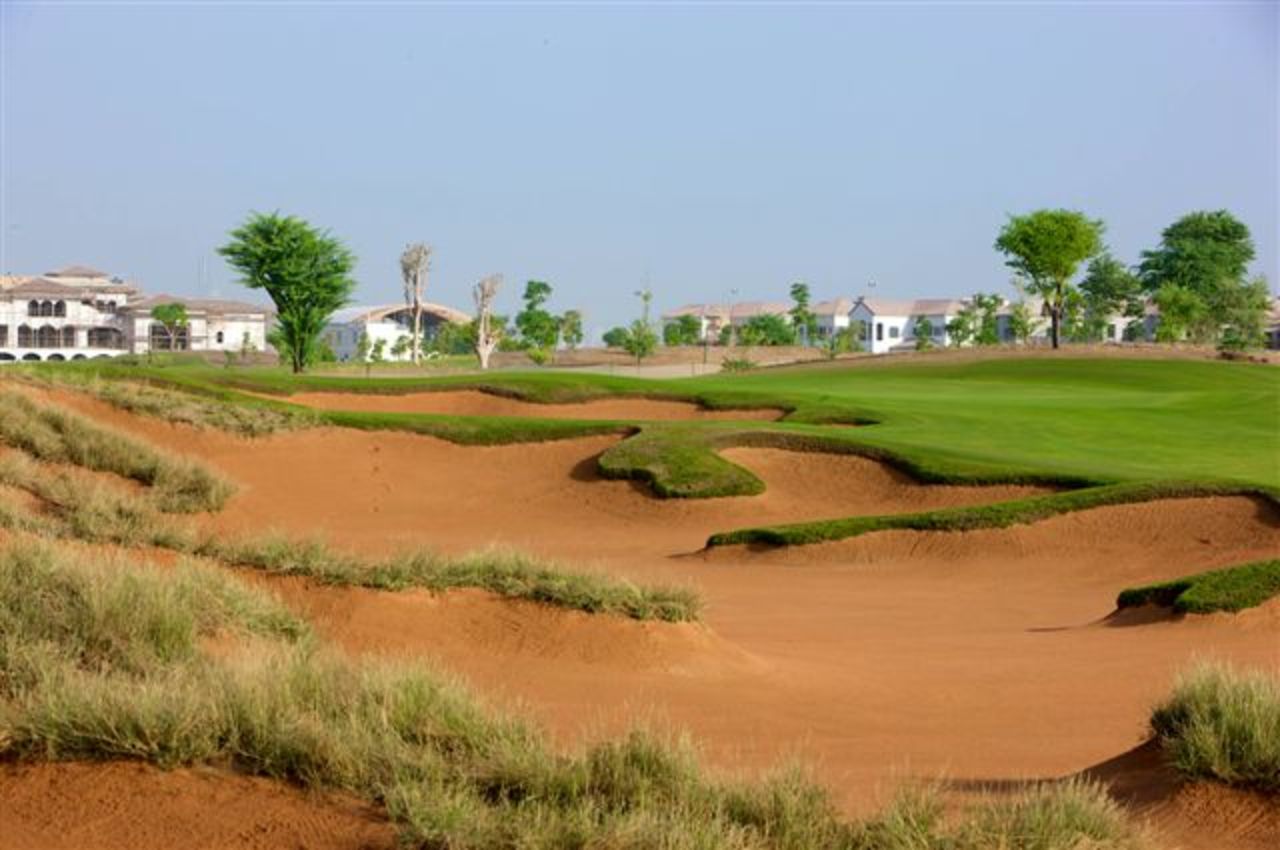 Bunkers: A useful reminder of the desert on a Dubai golf course that otherwise looks like the USA.